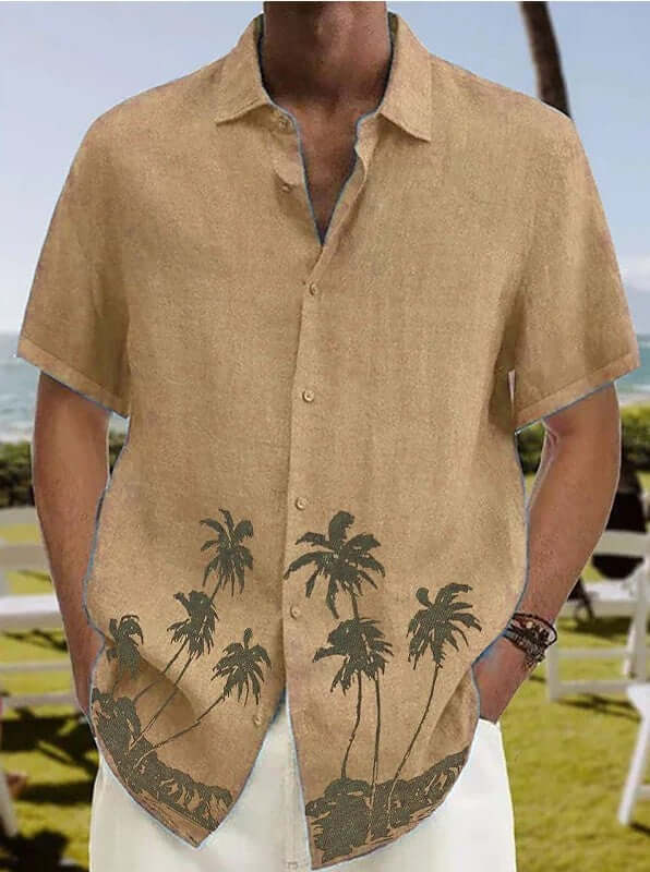 Golden State Breeze Button-Down Shirt - Embody the Relaxed Elegance of California's Palm Trees