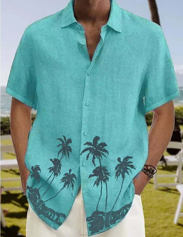 Golden State Breeze Button-Down Shirt - Embody the Relaxed Elegance of California's Palm Trees
